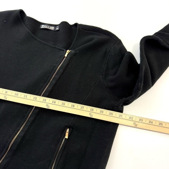 7th Avenue Design Studio Women's XL Black Asymmetrical Zip Sweater Jacket Career - Picture 9 of 12